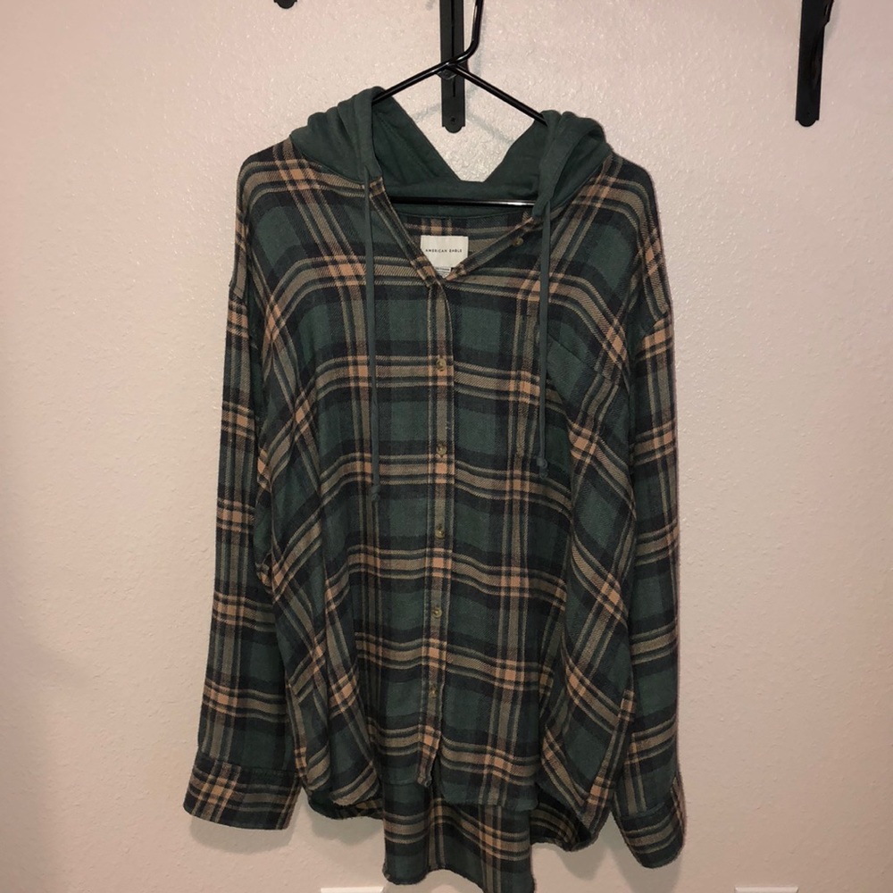 American Eagle Button-up Hooded Flannel